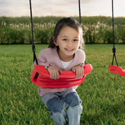 Delta Children FunZone Outdoor Metal 2-Piece Swing Set, Adjustable Height Swing and Disc Saucer, Blue/Red