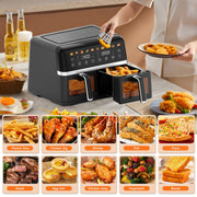 Whall Digital Air Fryer Oven, Dual Independent 5 Qt Baskets, 1800W, White