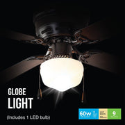 Mainstays 42 Inch Hugger Indoor Ceiling Fan with Light Kit, Black, 4 Reversible Blades, LED Bulb, EF600G-42(B)BK