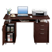 FCH Ktaxon Brown Computer PC Desk Home Office Study Writing Table 3 Drawers Bookcase, Coffee