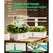 LetPot 10-Pod Hydroponics Growing System with WiFi and APP Control, Adjustable 24W Full-Spectrum LED Grow Lights, 3.5L Water Tank, White, 17356717558