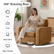 Coolhut 360 Swivel Accent Chair, Upholstered Beige Fabric, 36.2 in Wide, Sturdy Wood Frame with Metal Legs