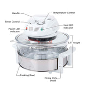 Classic Cuisine Halogen Air Fryer, 17-Quart 8-in-1 Multicooker with Glass and Stainless Steel, White, 82-CC-1000-NW