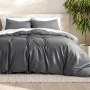 Bare Home Luxury Duvet Cover and Sham Set, Premium 1800 Collection, Ultra-Soft Microfiber, Gray, Queen, 3-Pieces