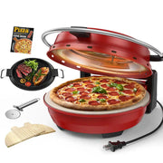 AIRMSEN PKT-12CTMAKA11 2-In-1 Pizza Maker with Grill Pan 1500W Electric Pizza Oven, Red