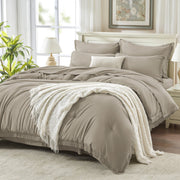 Andency King Size Comforter Set, 7 Pieces, Boho Tassel Design, Soft Fluffy Microfiber, All Season Down Alternative Bedding, Wheat 17141603055