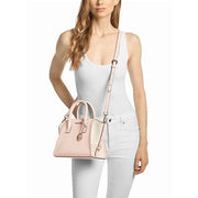 Michael Kors Avril Small Satchel Handbag, Quilted Leather, Gold Hardware, Adjustable Strap, Powder Blush Multi, 12.25 x 7.5 x 5.25 in, 30F4GUSE2L