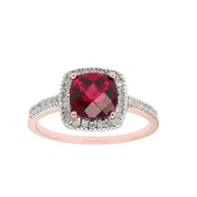 Unbranded Lab Ruby and 0.19 CT. T.W. Diamonds in 14K Gold Ring (High Polished)