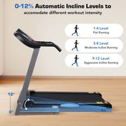 MaxKare N1015022 Folding Treadmill with Auto Incline, Black-Blue