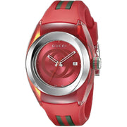 Gucci YA137303 Women's Watch Sync Quartz Date Display Red Dial Rubber Strap