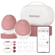 Momcozy M9 Double Breast Pump, Hands Free Mobile Flow, App Controlled, Hypoallergenic Tritan, 150ml Capacity, Cozy Red