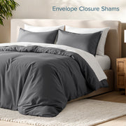 Bare Home Luxury Duvet Cover and Sham Set, Premium 1800 Collection, Ultra-Soft Microfiber, Gray, Queen, 3-Pieces