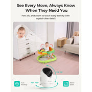 Dr.Care SBM005-Mode VistaView Lite Smart WiFi Video Baby Monitor, 4in 720P Split Screen, 1080P HD Camera, Pan Tilt Zoom, Motion Alerts, Temperature and Humidity Tracking