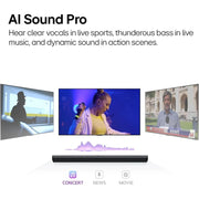 LG S60T 3.1 ch. Soundbar with Wireless Subwoofer, Dolby Audio, TV Synergy, Wow Interface, AI Sound Pro, Black