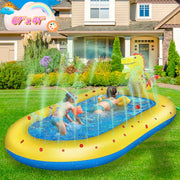 Teblint Inflatable Swimming Pool 3-in-1 Sprinkler Play Center, Yellow, 67 x 41 x 26 in, 14566422817