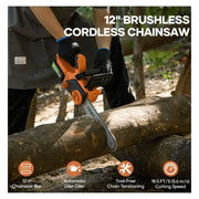GASKY 20V 12 Inch Cordless Chainsaw, Brushless Electric Chainsaw with Auto Oiler & Tool-Free