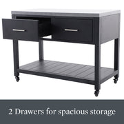Better Homes & Gardens Tarren Outdoor Island Steel Serving Cart with Drawers, Concrete Finish Top, Black, 48 in, FHKS80197-S