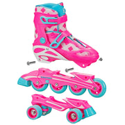 Roller Derby W264GM Girl's 2N1 Roller and Inline Skates Size 3-6 Gingham