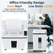 QUIETLEMON Heavy Duty Micro Cut Paper Shredder, 200-Sheet Auto Feed, 7-Sheet Manual, P-5 Security Level, 5.8-Gallon Bin, White, OL-289