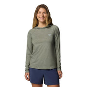Columbia Women's PFG Uncharted Athletic Hoodie, Active Fit, Omni-Wick Moisture Management, Omni-Shade UPF 30 Protection, Cypress Heather, Small, 207039