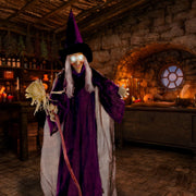 Haunted Hill Farm HHWITCH-5FLSA Life-Size Animated Talking Witch w/ Broomstick, 6 ft