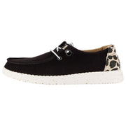 HEYDUDE Wendy Leopard Casual Shoes for Ladies - Black Leopard - 7M