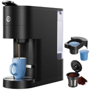 Sanerto Single Serve Coffee Maker Compatible with K Cup Capsules and Grounds, 6-12oz Adjustable Cup Size, 1000W, Black, Sanerto-A01A