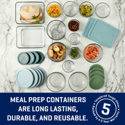 Anchor Hocking 15408WM25 32-Piece Glass Food Storage Containers with Colorful BPA-Free Lids