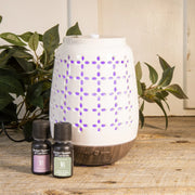 Better Homes & Gardens BHS128082080021 Cool Mist Ultrasonic Aroma Diffuser 3 Piece Set, Pierced Ceramic, 250 mL