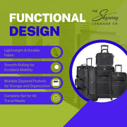 Skyway Luggage Tideland Softside 5-Piece Travel Luggage Set with Spinner Wheels, Black