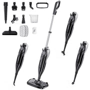 Sugarday Steam Mop, Corded Electric with 11.16 fl oz Water Tank, 15 ft Cord, 7-in-1 Accessories, Black