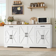 Homfa Buffet Cabinet, 70.8 in Farmhouse Sideboard with 6 Doors, 2 Drawers, Adjustable Shelves, White
