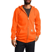 Carhartt Midweight Full-Zip Long-Sleeve Hooded Sweatshirt for Men - Brite Orange - L