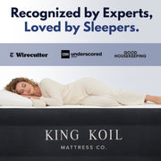 King Koil Plush Pillow Top Luxury Twin Air Mattress with Built-In High-Speed Pump, Water-Resistant, 16in Thick, Coil Beam Construction, Black, 29315