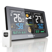 Newentor Home Weather Station with 7.5-Inch Full-Color Display, Wireless Outdoor Sensor, Atomic Clock, Dual Alarms, Black, Q3-1-Black
