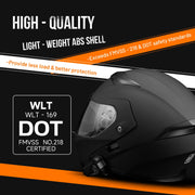 Oumurs Motorcycle Bluetooth Modular Full Face Dual Visor Flip-Up Helmet, Matte Black, Adjustable XL, DOT Certified