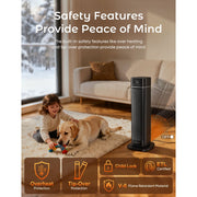 Lairy 24'' 1500W Fast Electric Ceramic Tower Heaters with Thermostat. Black