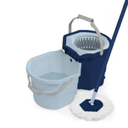 Casabella Easy Wring Rinse Spin Mop with 2-Bucket System, 100% Microfiber, Hexagonal Mop Head, Blue White, 87476830