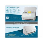 Ricoh ScanSnap iX2500 Document Scanner, Wireless and USB, 100-Sheet ADF, 45ppm, 600 dpi, Large Touchscreen, White, PA03860-B105