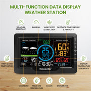 Newentor Q9-US-Nowifi Weather Station, 6-in-1 Solar Powered Outdoor Sensor, Color Display, Temperature, Humidity