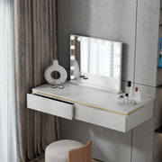 Fenchilin 5846 BT White Vanity Mirror with 15 Dimmable LED Lights, Bluetooth Speaker, USB Charging Port, Detachable Base, 23 x 18 in, White