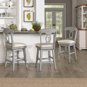Inspire Q Eleanor Napoleon Back Swivel Counter Stool, Antique Grey, Linen Upholstered Seat, 24 in Seat Height, 530SW4-24GA