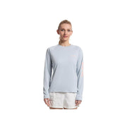 Columbia PFG Tidal Tee II Women's Long Sleeve Shirt, Omni-Wick Moisture Management, UPF 50 Sun Protection, Cirrus Grey with Tiki Pink Logo, Medium, 157766