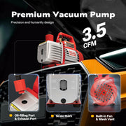 SPECSTAR Air Vacuum Pump Kit, 110V 1/3 HP Single Stage Rotary Vane, 4 CFM, AC Manifold Gauge Set, Leak Detector, Red, X0037DG5UR