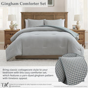 My Texas House Full/Queen Comforter Set, All-Season, Green Gingham Plaid, 3-Piece