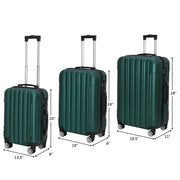 UBesGoo 3PCS Green Luggage Travel Set Hard Shell Suitcase w/TSA lock Carry-On, w/Wheels - Durable