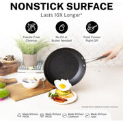 Granitestone 20 Pc Nonstick Cookware Set, Diamond Coated, Oven Safe to 500F, Dishwasher Safe, Black Speckle, 8103