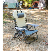RIO Brands Camp & Go 4-Position Lace-Up Suspension Backpack Camping Chair, Slate, Lightweight Foldable, Adjustable Recline, Wider Seat, GR529-434-1