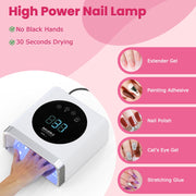 NAILGIRLS UV LED Nail Lamp, 150W Powerful Gel Polish Curing Light, 4 Timer Settings, Automatic Sensor, Large LCD Display, Magnetic Detachable Base, White