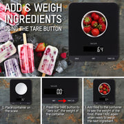 Taylor 33 LB Kitchen Glass Digital Scale, Black, High Capacity, Hold Function, Touch Control, 5301335